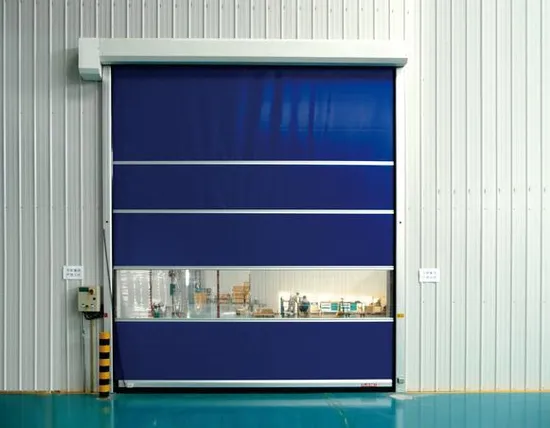 Porte avvolgibili rapide ad alta velocità con rullo superiore rapido ad azione rapida e ad alta velocità per celle frigorifere industriali in tessuto PVC isolato termicamente